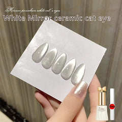 White Mirror Ceramic Series-Cat Eye Magnetic Glitter Liquid Nail Polish gel（Buy 1 Get 1 Magnet） Nail Art Nail Care