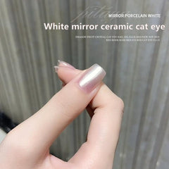 White Mirror Ceramic Series-Cat Eye Magnetic Glitter Liquid Nail Polish gel（Buy 1 Get 1 Magnet） Nail Art Nail Care
