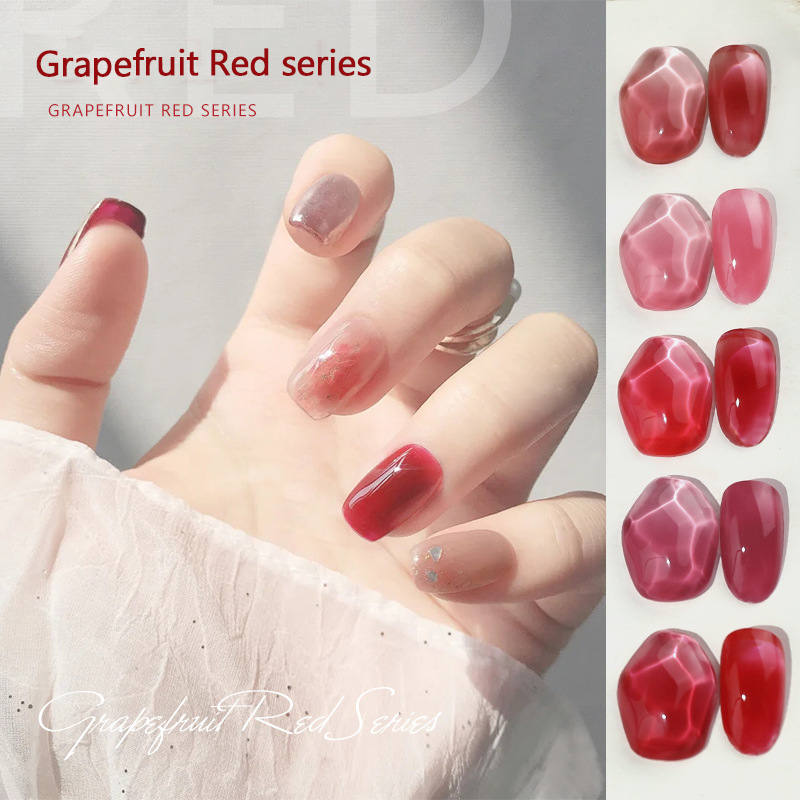 2023 new summer transparent grapefruit red nail polish light therapy red series
