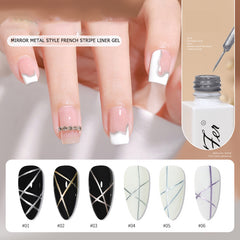 Mirror mental style French stripe liner gel, 6 Colors Popular Neutral Nude Solid Gel Polish