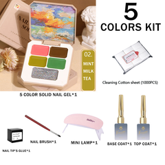 GIFT BOX SET!! 5-color solid nail gel combination kit (7 in 1 pack)