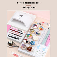 4 colors solid nail gel Beginer set Kit