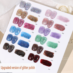 New Upgraded Glitter Series -  Glitter Solid Nail Polish.Gel Polish Bright Glitter UV Gel Nail Polish Art Varnish - Glitter Star