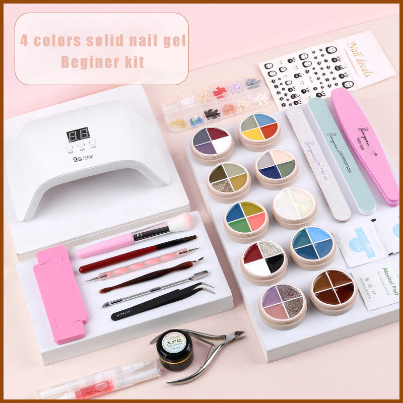 4 colors solid nail gel Beginer set Kit