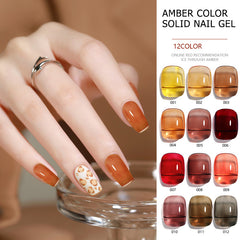 Amber series solid nail gel, 12 Colors Popular Neutral Nude Solid Gel Polish