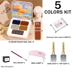 GIFT BOX SET!! 5-color solid nail gel combination kit (7 in 1 pack)