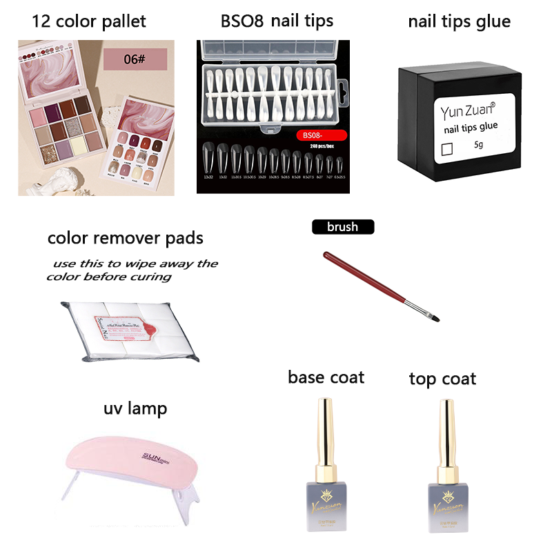 12-color solid nail gel combination kit (8 in 1 pack)