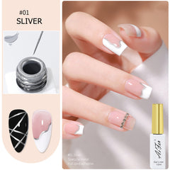 Mirror mental style French stripe liner gel, 6 Colors Popular Neutral Nude Solid Gel Polish