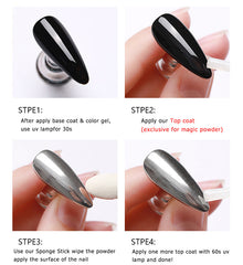 Mental effect Top Coat No Wipe Glossy Top Coat Base Gel ( For Magic powder )