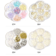 7 Grids set Flower Petals Colorful UV Color  Change Nail Decoration Pedicure Set