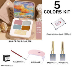 GIFT BOX SET!! 5-color solid nail gel combination kit (7 in 1 pack)