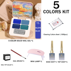 GIFT BOX SET!! 5-color solid nail gel combination kit (7 in 1 pack)