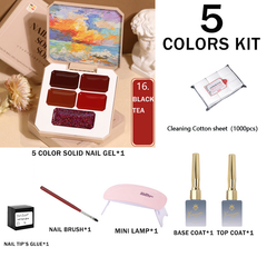 GIFT BOX SET!! 5-color solid nail gel combination kit (7 in 1 pack)