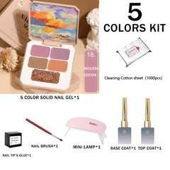 GIFT BOX SET!! 5-color solid nail gel combination kit (7 in 1 pack)