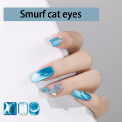 Smurf- Cat Eye Magnetic Glitter Solid Nail Polish gel Velvet Nail Art Varnish