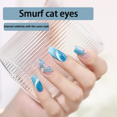 Smurf- Cat Eye Magnetic Glitter Solid Nail Polish gel Velvet Nail Art Varnish