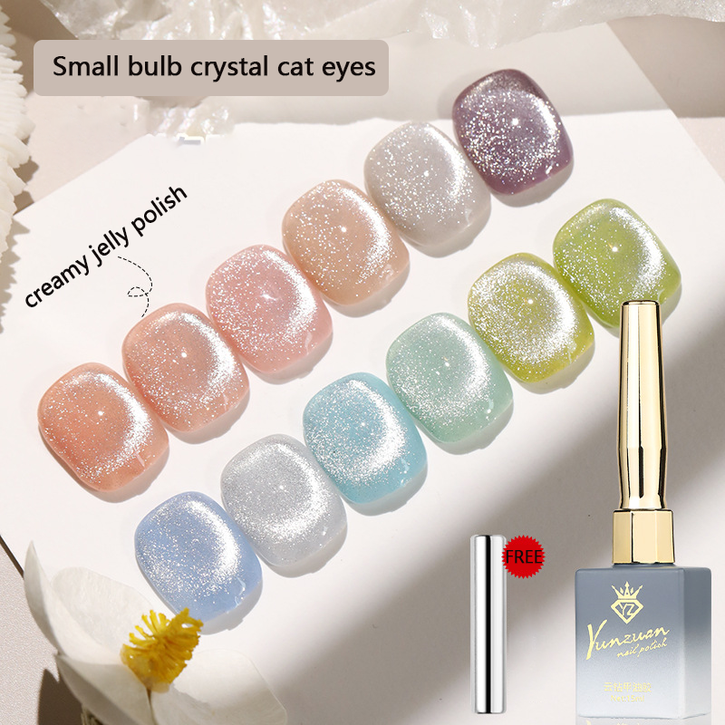 Small Bulb Crystal Creamy Polish - Liquid Nail Polish/Cat Eye Gel Polish Bright Glitter UV Gel Nail Polish Art Varnish.