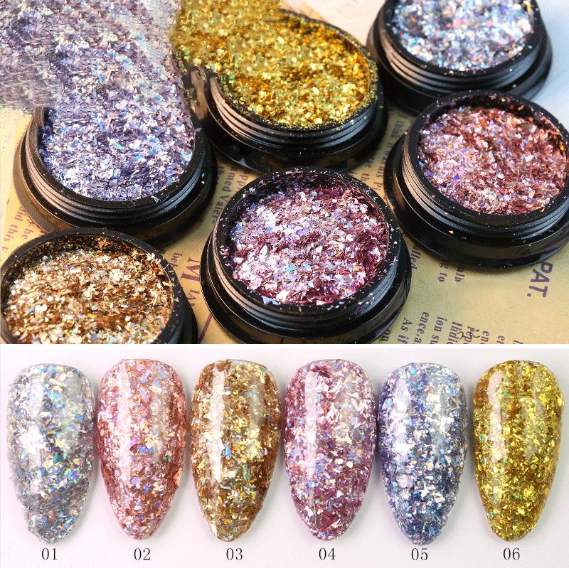 Starry fragments - Gradient Iridescent Nail Powder Glitter Sequins Fla –  Dajunails